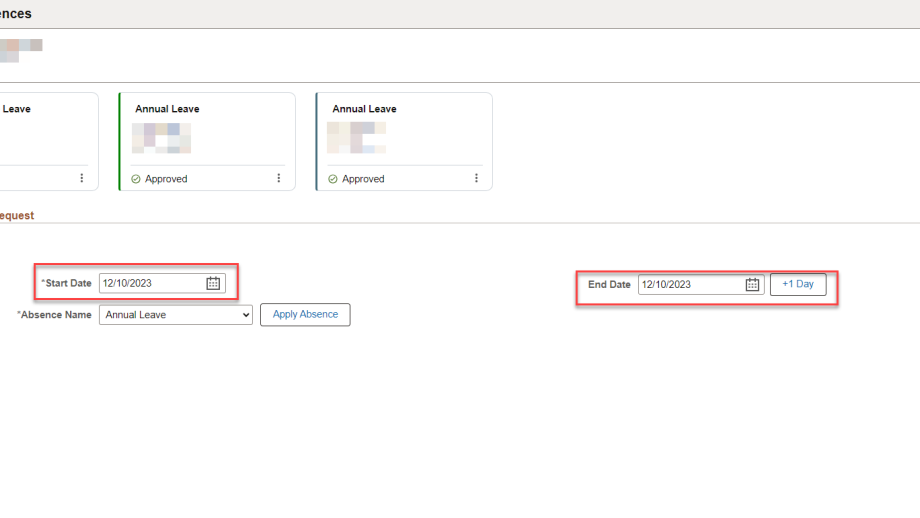 Request absence form