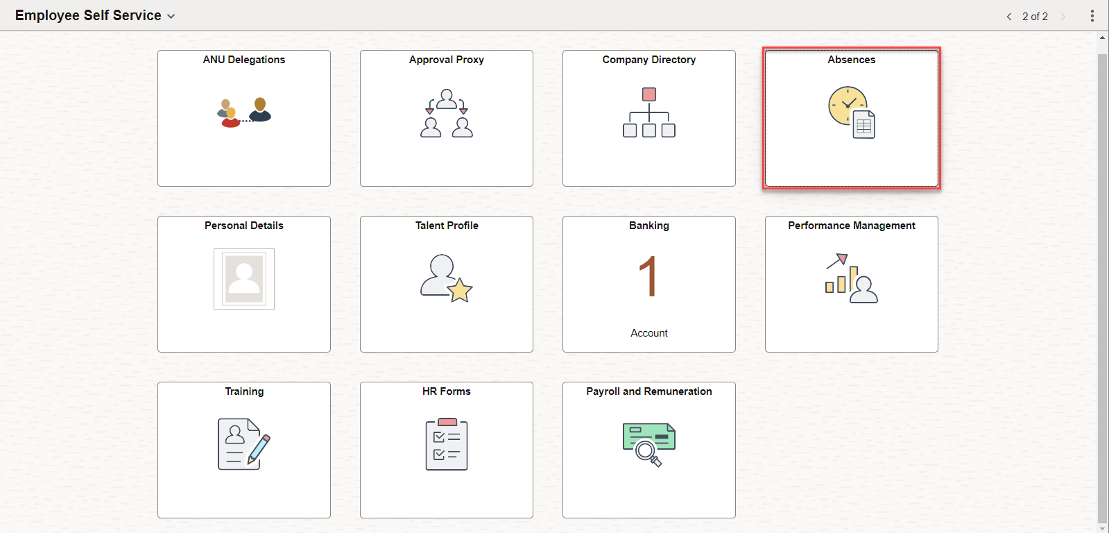 Employee Self Service Page in HORUS 